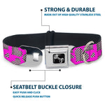 Dog Bone Seatbelt Buckle Collar - Eighties Hearts Fuchsia/Black/White