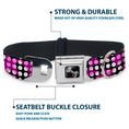 Load image into Gallery viewer, Dog Bone Seatbelt Buckle Collar - Eighties Stars1 Black/White/Fuchsia