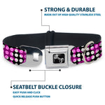 Dog Bone Seatbelt Buckle Collar - Eighties Stars1 Black/White/Fuchsia