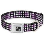 Dog Bone Seatbelt Buckle Collar - Eighties Stars1 Black/White/Fuchsia