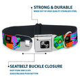 Load image into Gallery viewer, Dog Bone Seatbelt Buckle Collar - Eighties Arcade Multi Neon Stripes