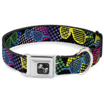 Dog Bone Seatbelt Buckle Collar - Eighties Shades Black/Neon