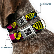 Dog Bone Seatbelt Buckle Collar - Eighties Shades Splatter Black/Neon