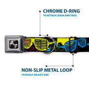 Dog Bone Seatbelt Buckle Collar - Eighties Shades Splatter Black/Neon