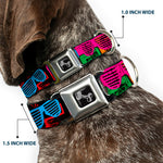 Dog Bone Seatbelt Buckle Collar - Eighties Shades Tapes Black/Neon