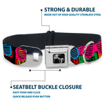 Dog Bone Seatbelt Buckle Collar - Eighties Shades Tapes Black/Neon