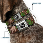 Dog Bone Seatbelt Buckle Collar - Earthy Brown/Green