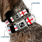 Dog Bone Seatbelt Buckle Collar - England Flags