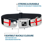 Dog Bone Seatbelt Buckle Collar - England Flags