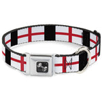 Dog Bone Seatbelt Buckle Collar - England Flags