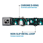 Dog Bone Seatbelt Buckle Collar - Emperor Penguins w/Bubbles Black/Gray/Turqs