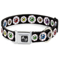 Load image into Gallery viewer, Dog Bone Seatbelt Buckle Collar - Eyeballs Black/Multi Color