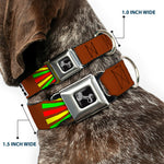Dog Bone Seatbelt Buckle Collar - EAT SLEEP SKATE Brown/Rasta Burst