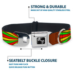 Dog Bone Seatbelt Buckle Collar - EAT SLEEP SKATE Brown/Rasta Burst