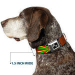 Dog Bone Seatbelt Buckle Collar - EAT SLEEP SKATE Brown/Rasta Burst