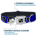 Dog Bone Seatbelt Buckle Collar - EAT SLEEP SKATE Buffalo Plaid Blue
