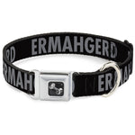 Dog Bone Seatbelt Buckle Collar - ERMAHGERD! Black/Gray