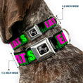 Load image into Gallery viewer, Buckle-Down Seatbelt Buckle Dog Collar - EAT SLEEP RAVE REPEAT Black/Multi Neon