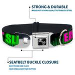 Buckle-Down Seatbelt Buckle Dog Collar - EAT SLEEP RAVE REPEAT Black/Multi Neon