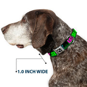 Buckle-Down Seatbelt Buckle Dog Collar - EAT SLEEP RAVE REPEAT Black/Multi Neon