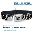 Load image into Gallery viewer, Dog Bone Seatbelt Buckle Collar - Eagle Silhouettes Scattered Black/White