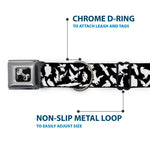 Dog Bone Seatbelt Buckle Collar - Eagle Silhouettes Scattered Black/White