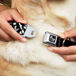 Dog Bone Seatbelt Buckle Collar - Eagle Silhouettes Scattered Black/White