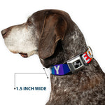 Dog Bone Black/Silver Seatbelt Buckle Collar - EQUALITY Blocks Rainbow/Blue/White