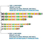 Dog Bone Black/Silver Seatbelt Buckle Collar - Easter Eggs Decorated Eggs Yellow/Multi Color