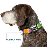 Dog Bone Black/Silver Seatbelt Buckle Collar - Easter Eggs Decorated Eggs Yellow/Multi Color