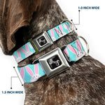 Dog Bone Black/Silver Seatbelt Buckle Collar - Easter Bunnies Smiling Sky Blue