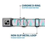 Dog Bone Black/Silver Seatbelt Buckle Collar - Easter Bunnies Smiling Sky Blue