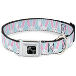 Dog Bone Black/Silver Seatbelt Buckle Collar - Easter Bunnies Smiling Sky Blue