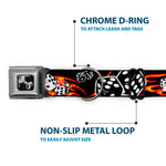 Dog Bone Seatbelt Buckle Collar - Flaming Dice