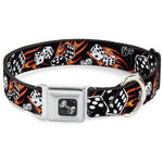 Dog Bone Seatbelt Buckle Collar - Flaming Dice
