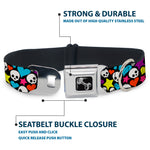 Dog Bone Seatbelt Buckle Collar - Funky Skulls Hearts & Stars Black/Multi Color