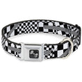 Load image into Gallery viewer, Dog Bone Seatbelt Buckle Collar - Funky Checkers Black/White