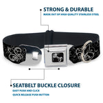 Dog Bone Seatbelt Buckle Collar - Fleur-de-Lis Outline w/Filigree Black/Gray