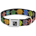 Load image into Gallery viewer, Dog Bone Seatbelt Buckle Collar - Flowers Black/Multi Color
