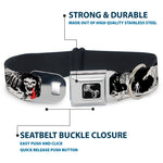 Dog Bone Seatbelt Buckle Collar - Fright Night Black/White/Red