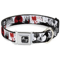 Load image into Gallery viewer, Dog Bone Seatbelt Buckle Collar - Fright Night White/Black/Red