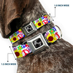 Dog Bone Seatbelt Buckle Collar - Flower Peace Power