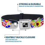 Dog Bone Seatbelt Buckle Collar - Flower Peace Power