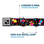 Dog Bone Seatbelt Buckle Collar - Flying Owls w/Leaves Black/Multi Color