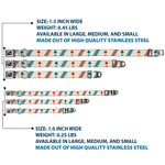 Dog Bone Seatbelt Buckle Collar - Fire Hydrants/Stripes Tan/Blues/Reds