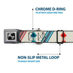 Dog Bone Seatbelt Buckle Collar - Fire Hydrants/Stripes Tan/Blues/Reds