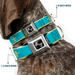 Dog Bone Seatbelt Buckle Collar - Fleur-de-Lis2 Baby Blue/Tan/Lime Green