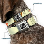 Dog Bone Seatbelt Buckle Collar - Fleur-de-Lis2 Stripes Tan/Orange/Brown/Green