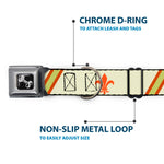 Dog Bone Seatbelt Buckle Collar - Fleur-de-Lis2 Stripes Tan/Orange/Brown/Green