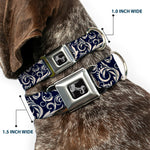 Dog Bone Seatbelt Buckle Collar - Filigree Navy/Khaki